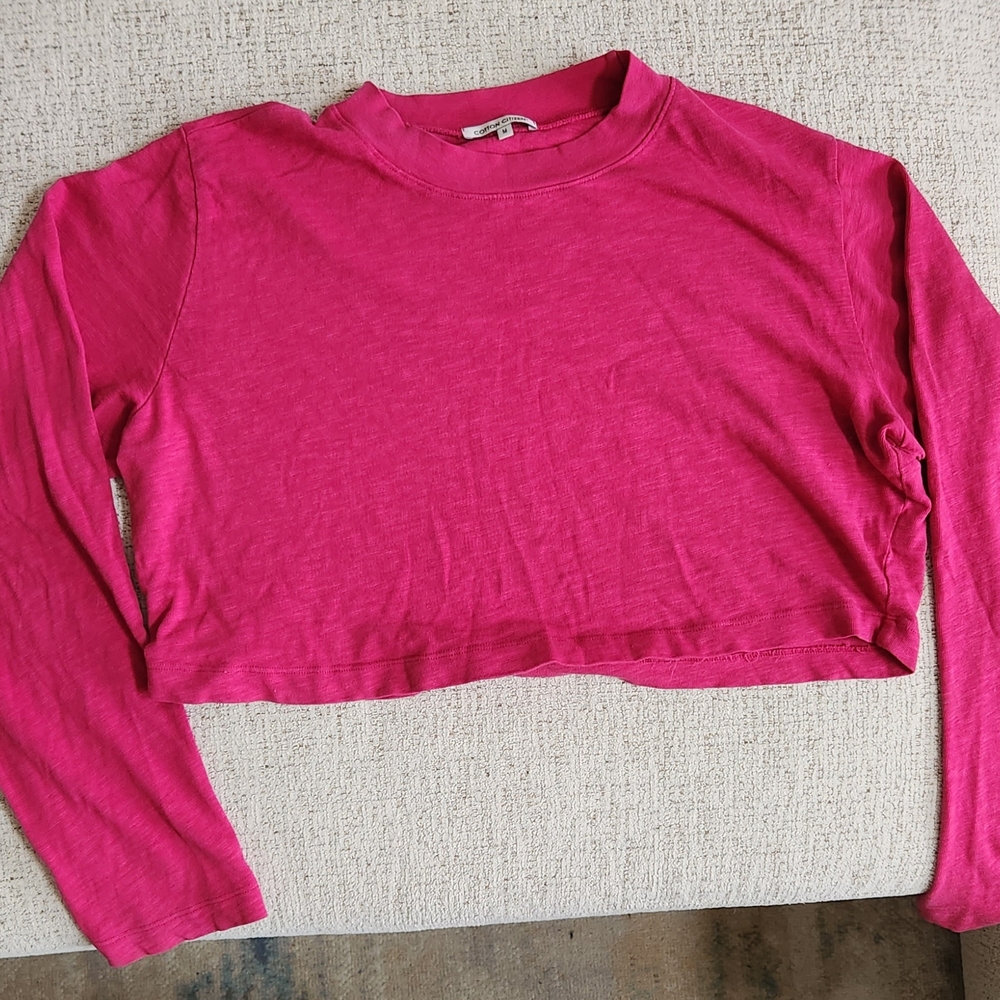 Pink Long Sleeve Crop Top